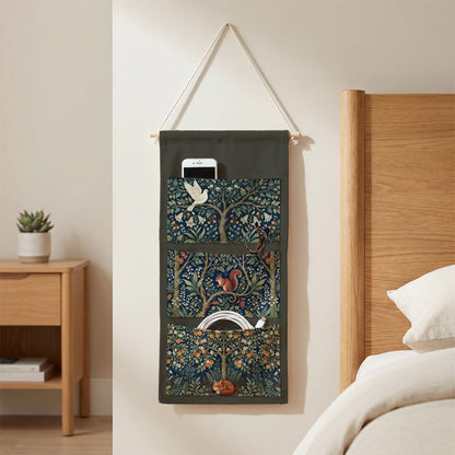 Canvas Wall Hanging Organizer with Pockets Fish Extender Hanging Pouch Dark Floral Door Closet Organizers Fabric Storage Pockets Wall Decoration