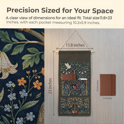 Canvas Wall Hanging Organizer with Pockets Fish Extender Hanging Pouch Dark Floral Door Closet Organizers Fabric Storage Pockets Wall Decoration