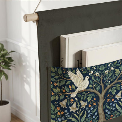 Canvas Wall Hanging Organizer with Pockets Fish Extender Hanging Pouch Dark Floral Door Closet Organizers Fabric Storage Pockets Wall Decoration