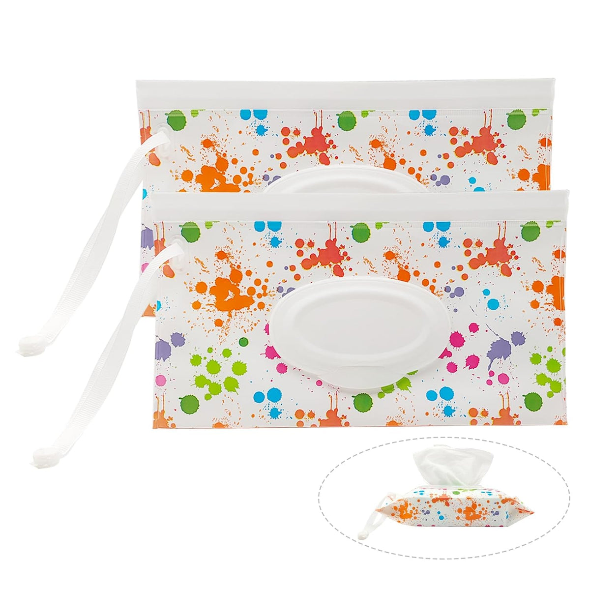 2 Pack Portable Baby Wipes Dispenser Holder Set, Leopard Print Refillable Baby Wipes Container, Wipe Holder, Reusable Travel Wet Wipe Pouch for Diaper Bag Lightweight Travel Wipes Dispenser Cases