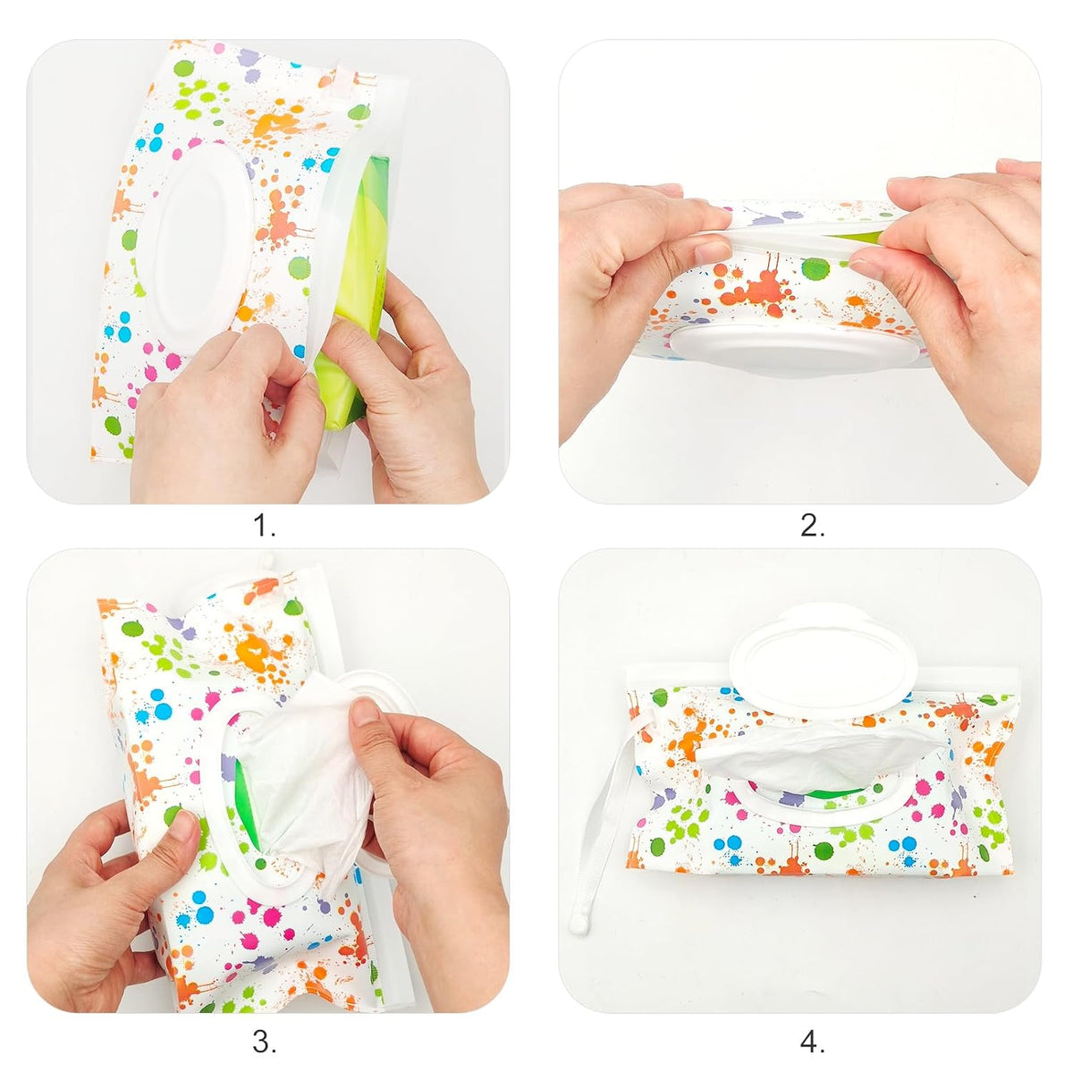 2 Pack Portable Baby Wipes Dispenser Holder Set, Leopard Print Refillable Baby Wipes Container, Wipe Holder, Reusable Travel Wet Wipe Pouch for Diaper Bag Lightweight Travel Wipes Dispenser Cases