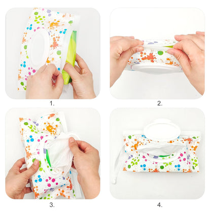 2 Pack Portable Baby Wipes Dispenser Holder Set, Leopard Print Refillable Baby Wipes Container, Wipe Holder, Reusable Travel Wet Wipe Pouch for Diaper Bag Lightweight Travel Wipes Dispenser Cases