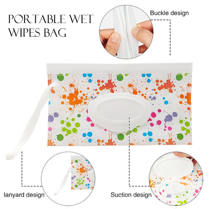 2 Pack Portable Baby Wipes Dispenser Holder Set, Leopard Print Refillable Baby Wipes Container, Wipe Holder, Reusable Travel Wet Wipe Pouch for Diaper Bag Lightweight Travel Wipes Dispenser Cases