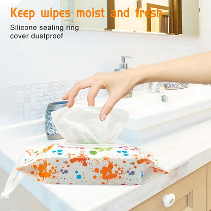 2 Pack Portable Baby Wipes Dispenser Holder Set, Leopard Print Refillable Baby Wipes Container, Wipe Holder, Reusable Travel Wet Wipe Pouch for Diaper Bag Lightweight Travel Wipes Dispenser Cases