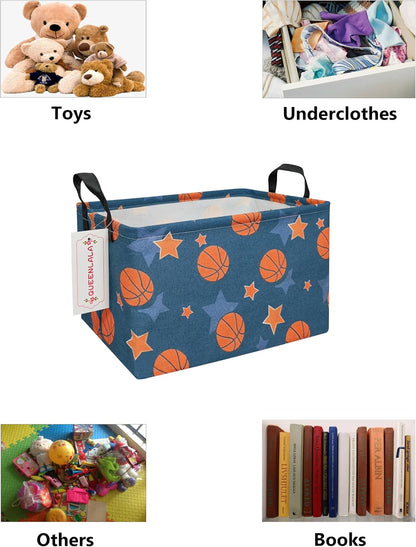 Rectangular Collapsible Laundry Basket with Side Handles, Toys