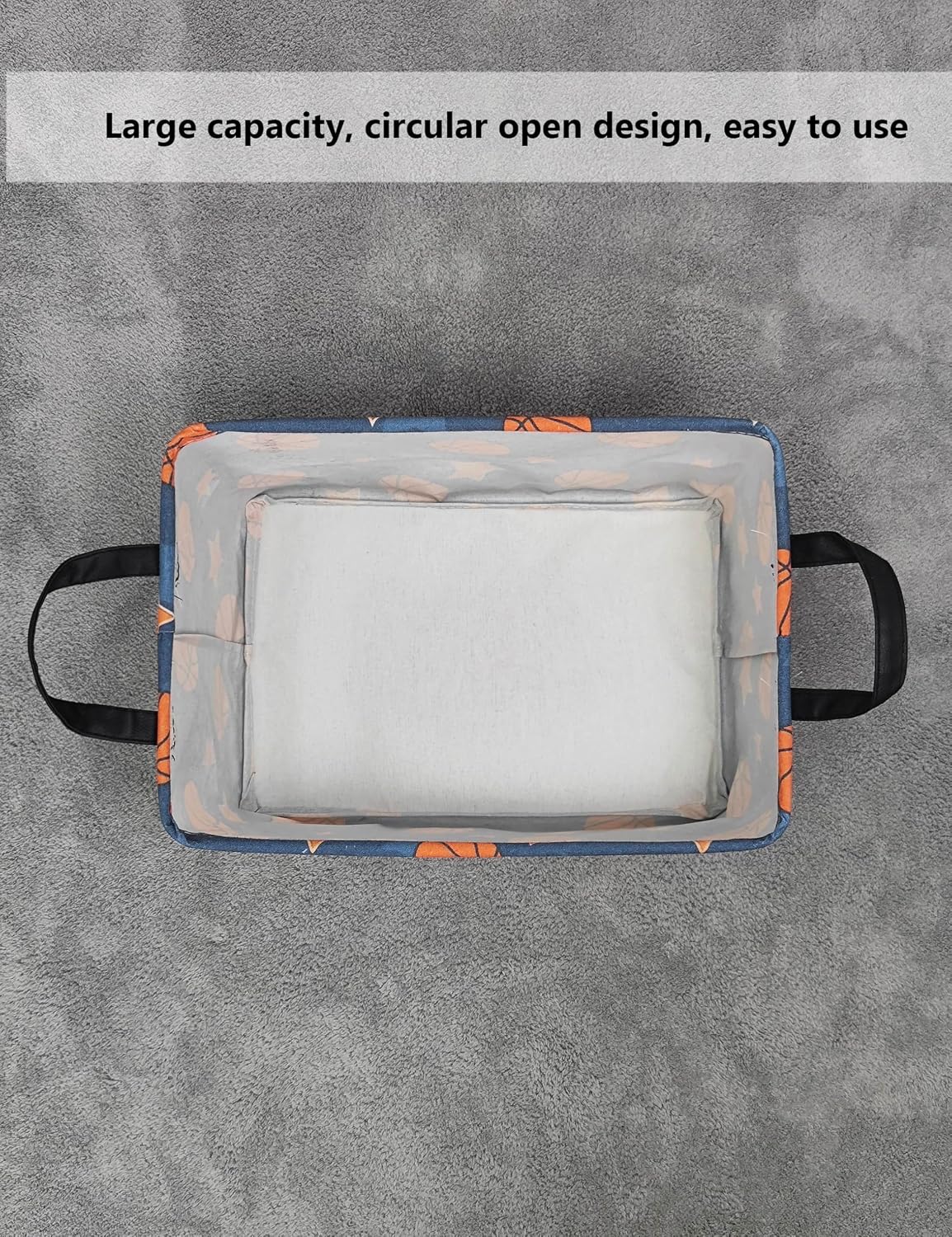 Rectangular Collapsible Laundry Basket with Side Handles, Toys