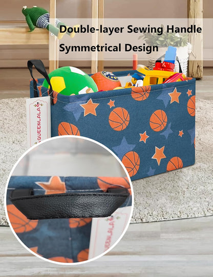 Rectangular Collapsible Laundry Basket with Side Handles, Toys