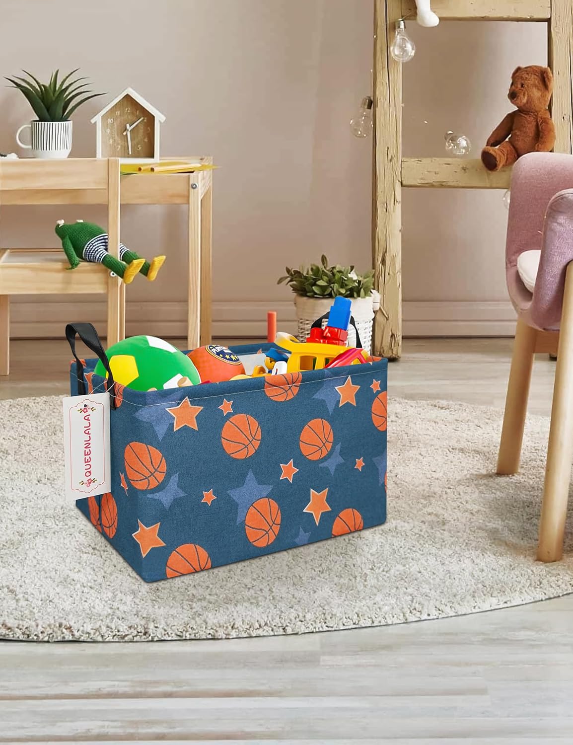 Rectangular Collapsible Laundry Basket with Side Handles, Toys