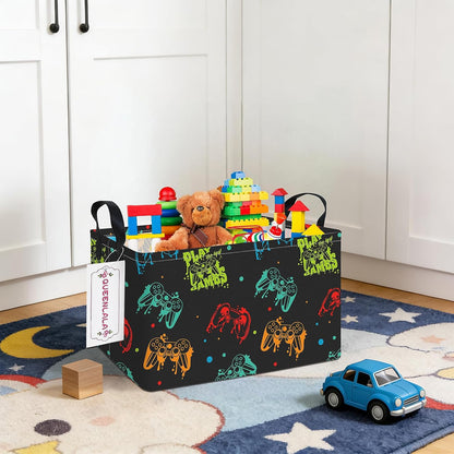 Rectangular Collapsible Laundry Basket with Side Handles, Toys
