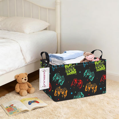 Rectangular Collapsible Laundry Basket with Side Handles, Toys