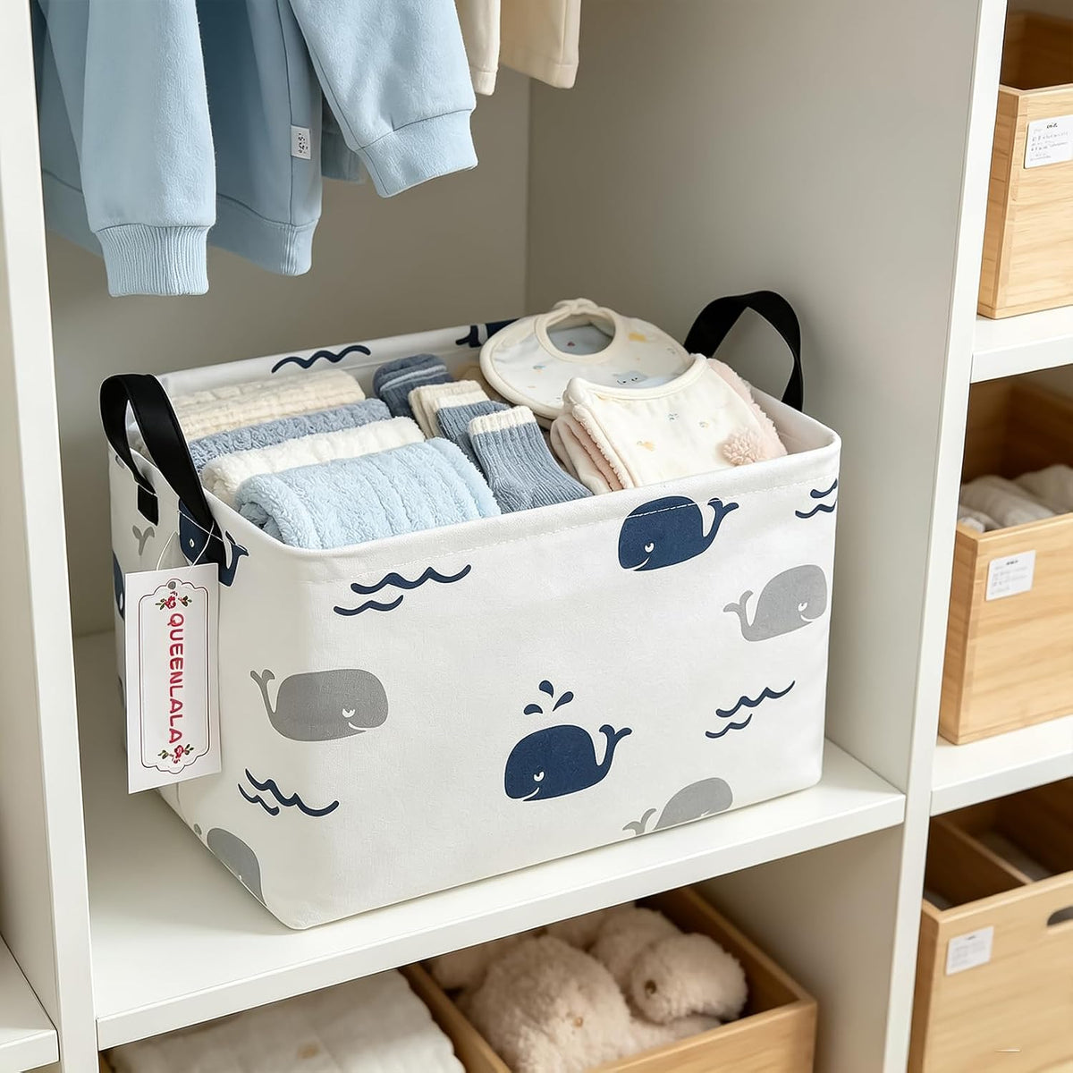 Rectangular Collapsible Laundry Basket with Side Handles, Toys