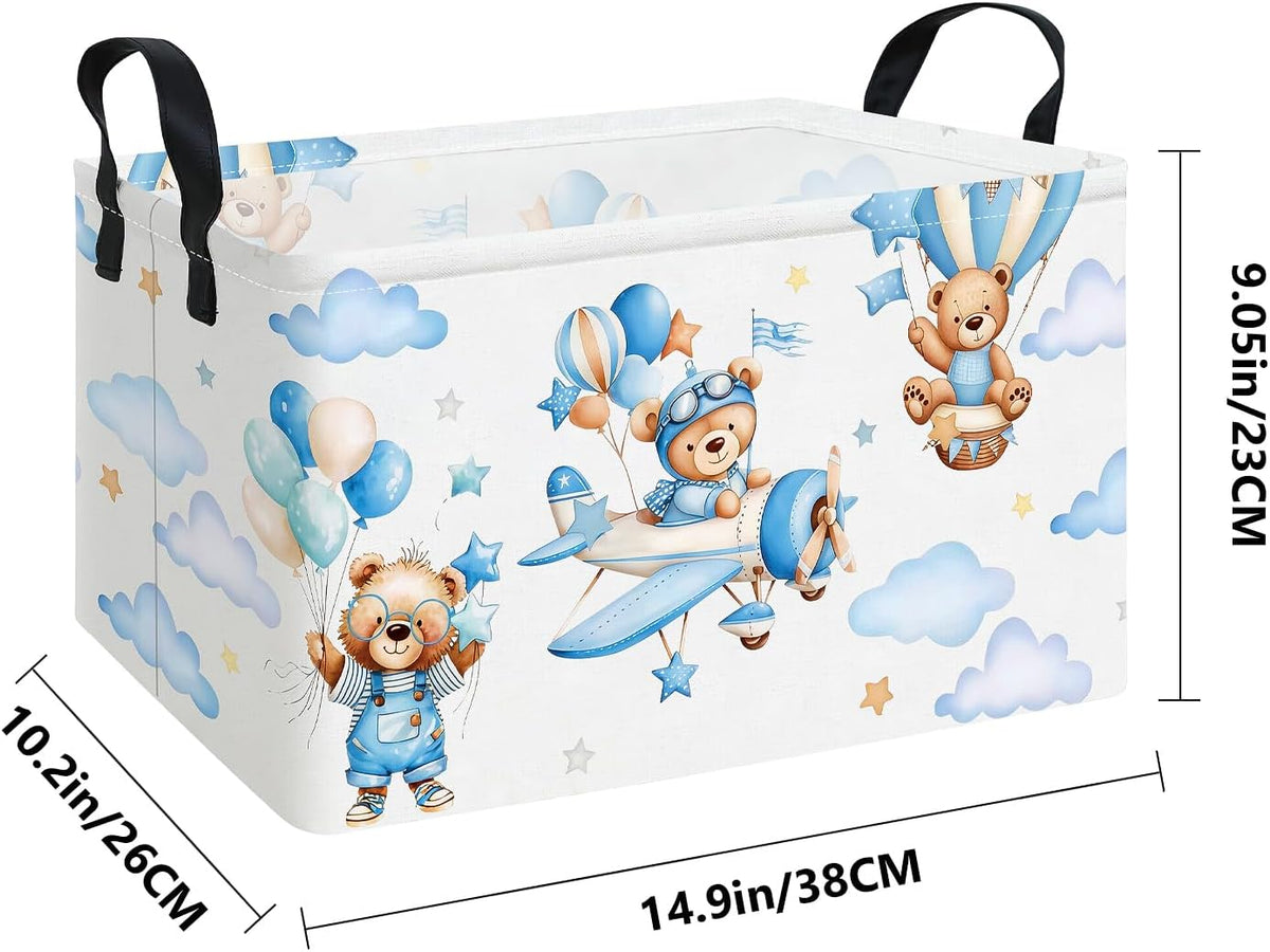 Rectangular Collapsible Laundry Basket with Side Handles, Toys