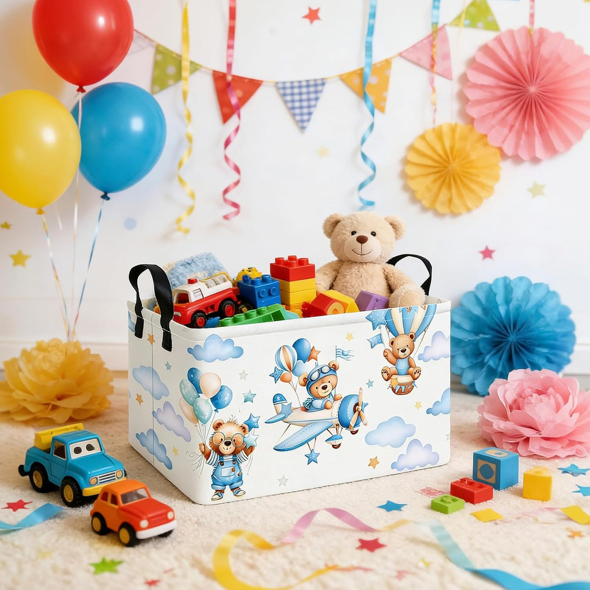 Rectangular Collapsible Laundry Basket with Side Handles, Toys