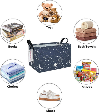 Rectangular Collapsible Laundry Basket with Side Handles, Toys