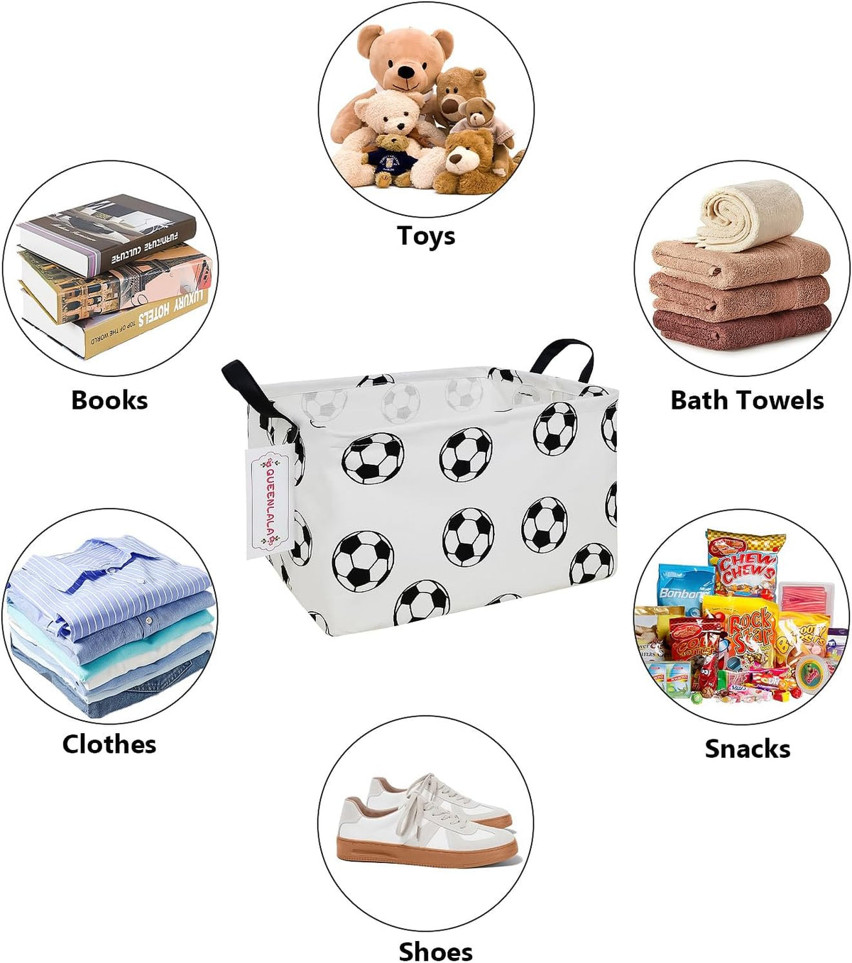 Rectangular Collapsible Laundry Basket with Side Handles, Toys