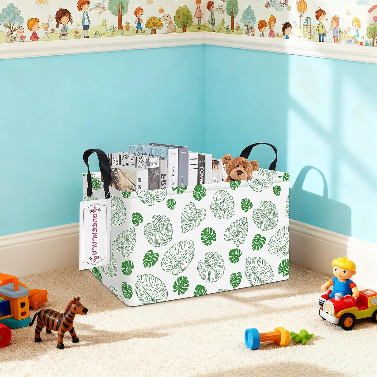 Rectangular Collapsible Laundry Basket with Side Handles, Toys