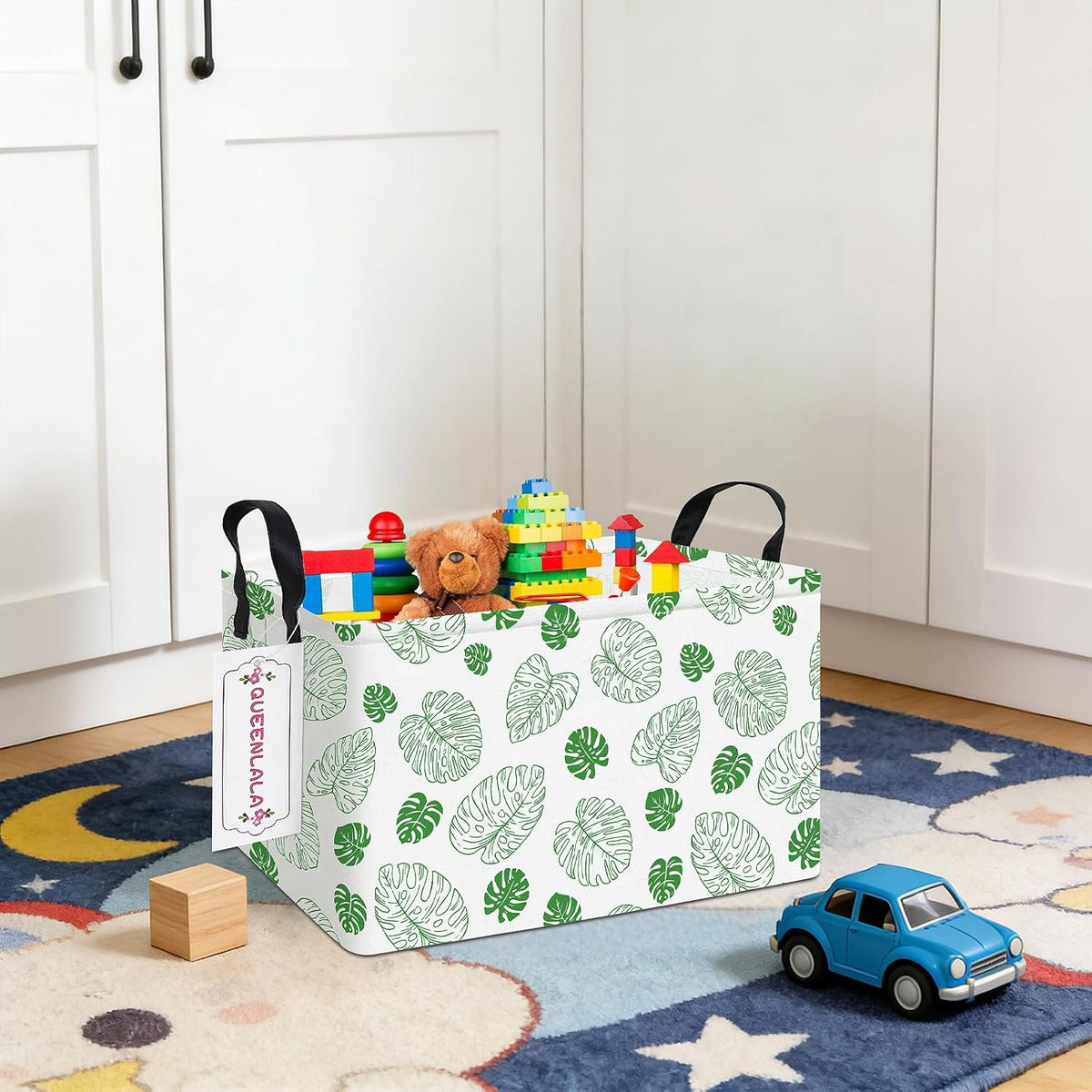 Rectangular Collapsible Laundry Basket with Side Handles, Toys
