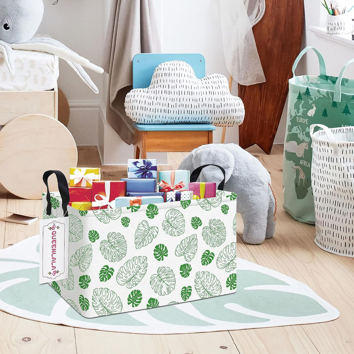 Rectangular Collapsible Laundry Basket with Side Handles, Toys