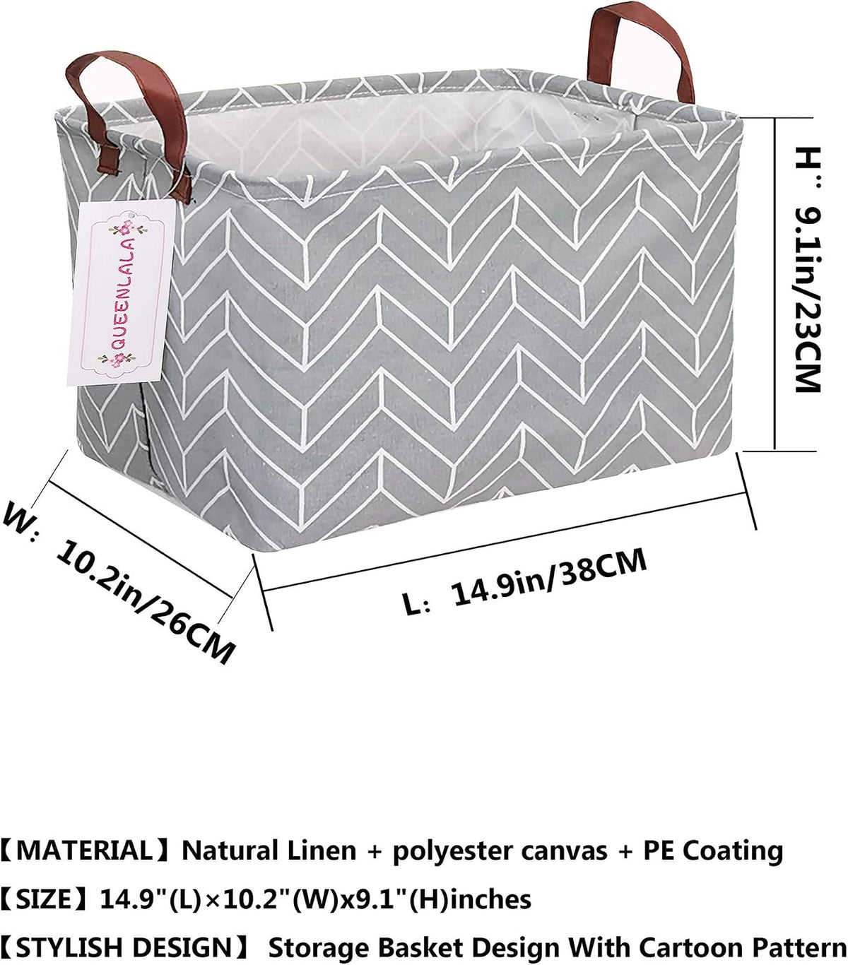 Rectangular Collapsible Laundry Basket with Side Handles, Toys