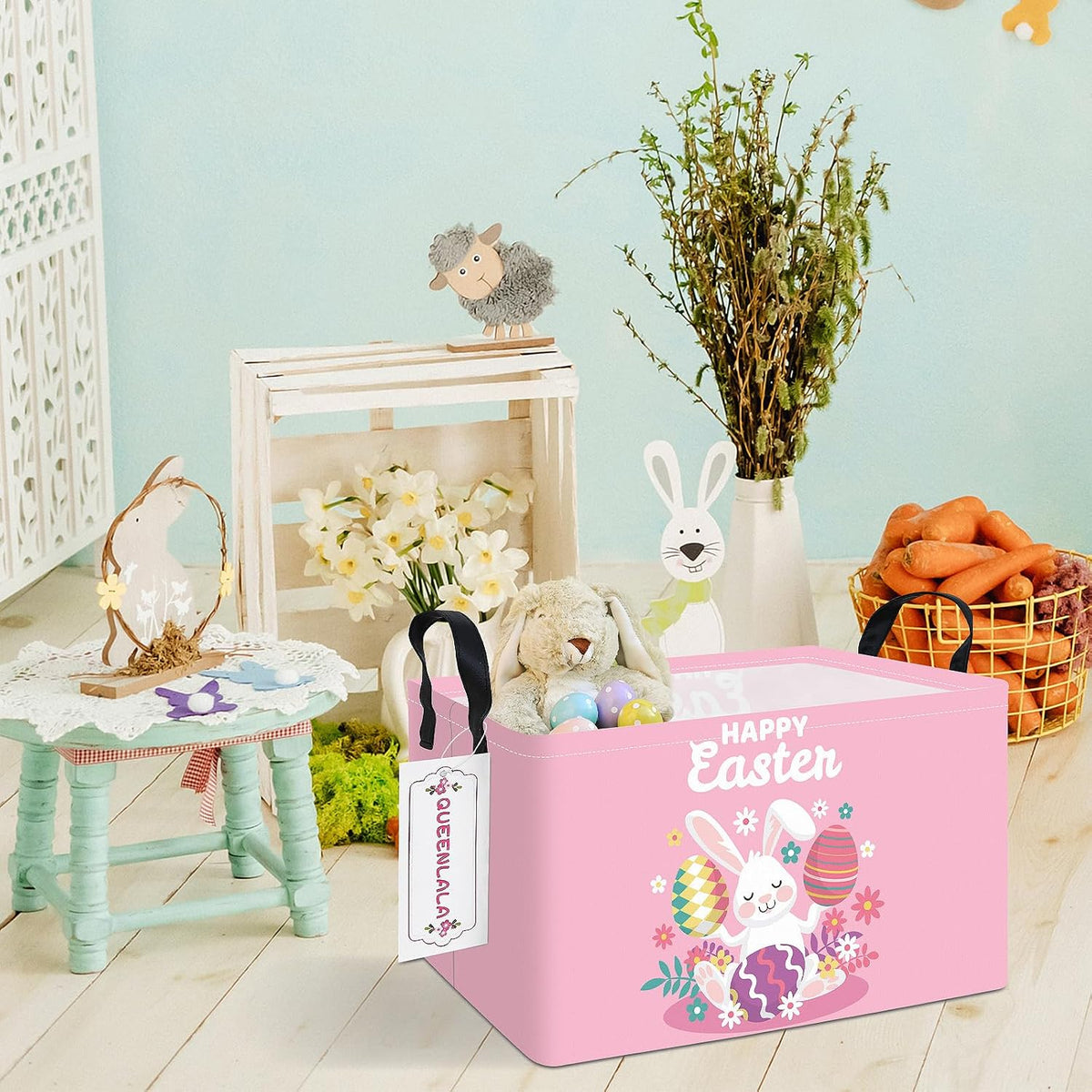 Rectangular Collapsible Laundry Basket with Side Handles, Toys