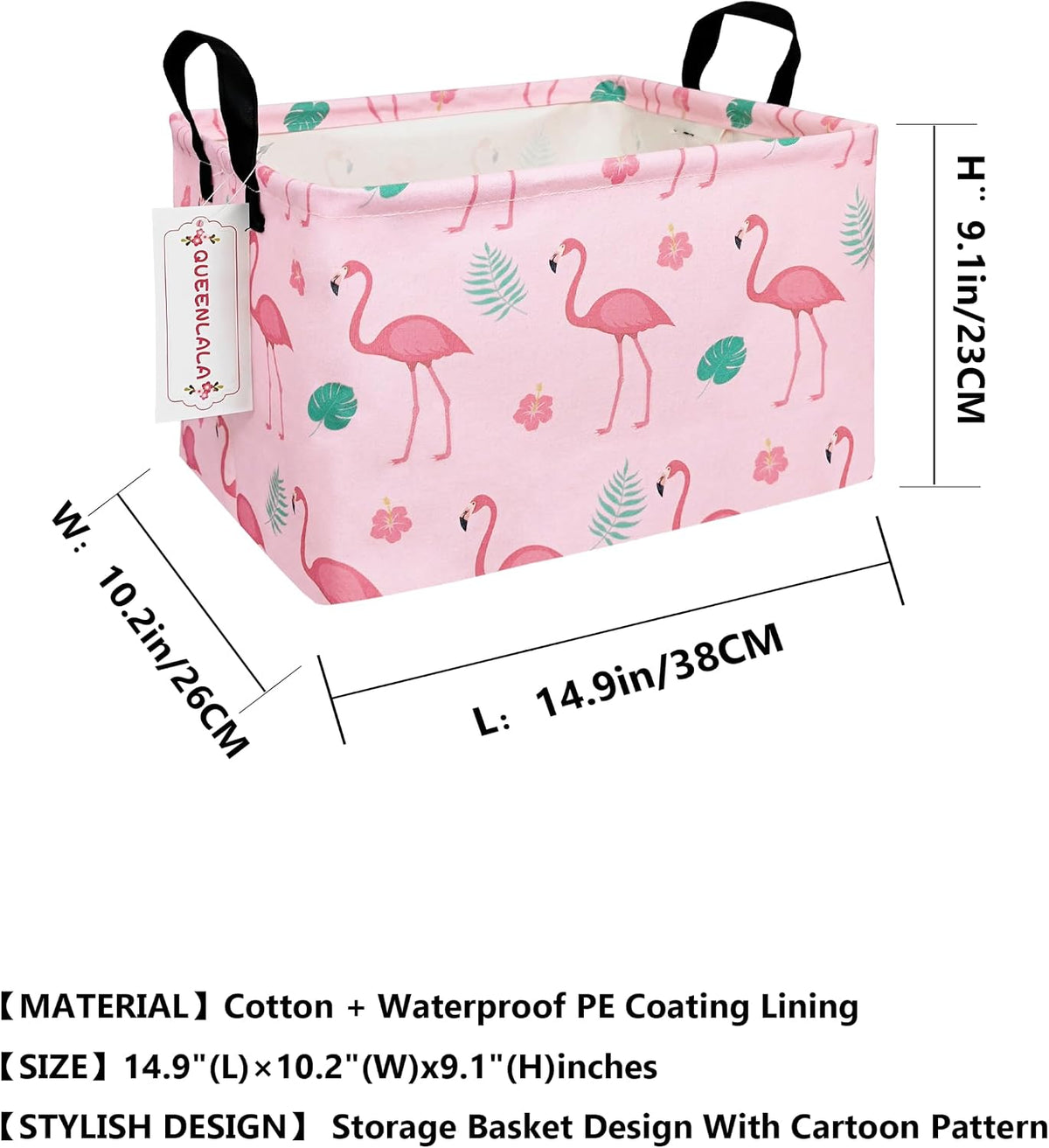 Rectangular Collapsible Laundry Basket with Side Handles, Toys