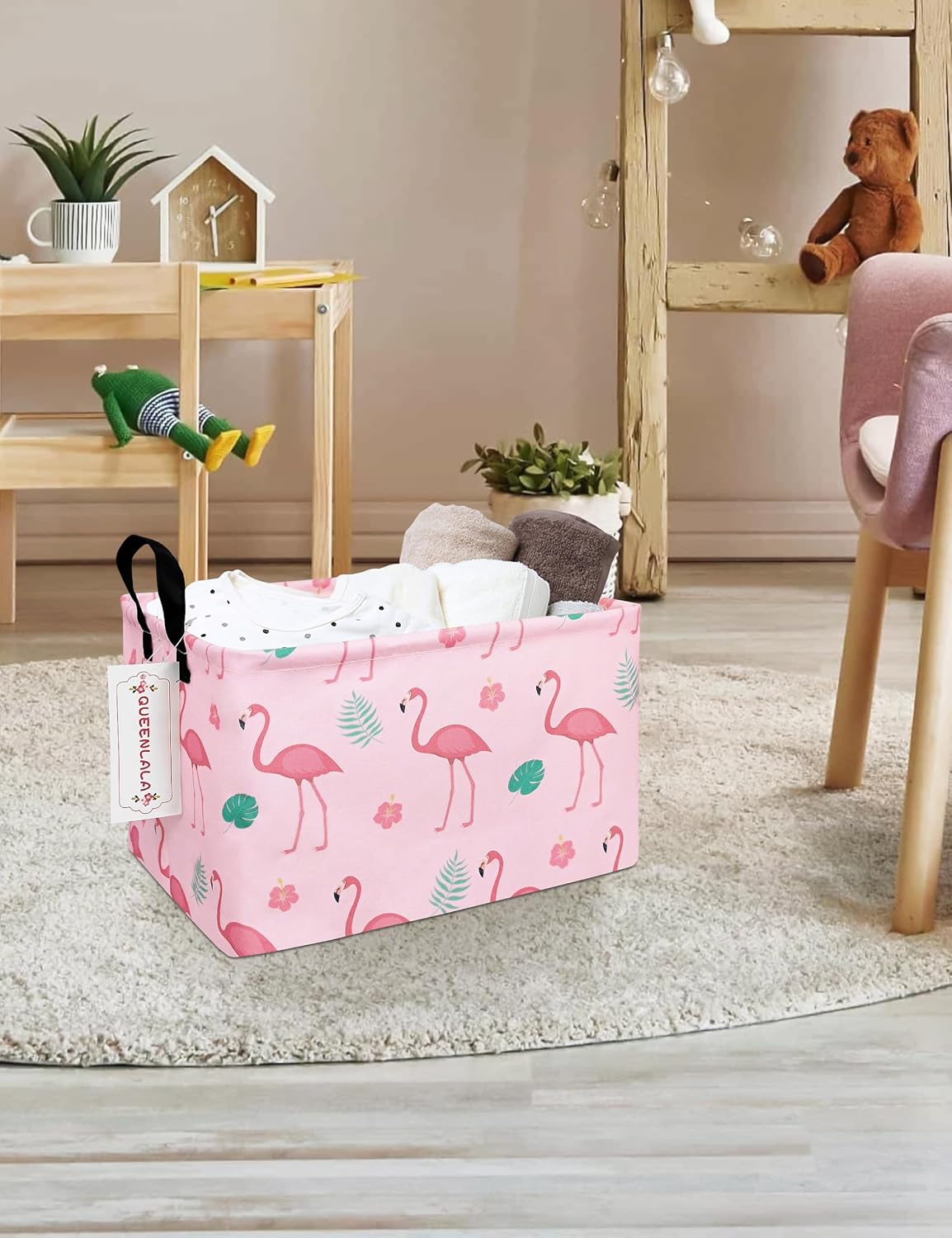 Rectangular Collapsible Laundry Basket with Side Handles, Toys