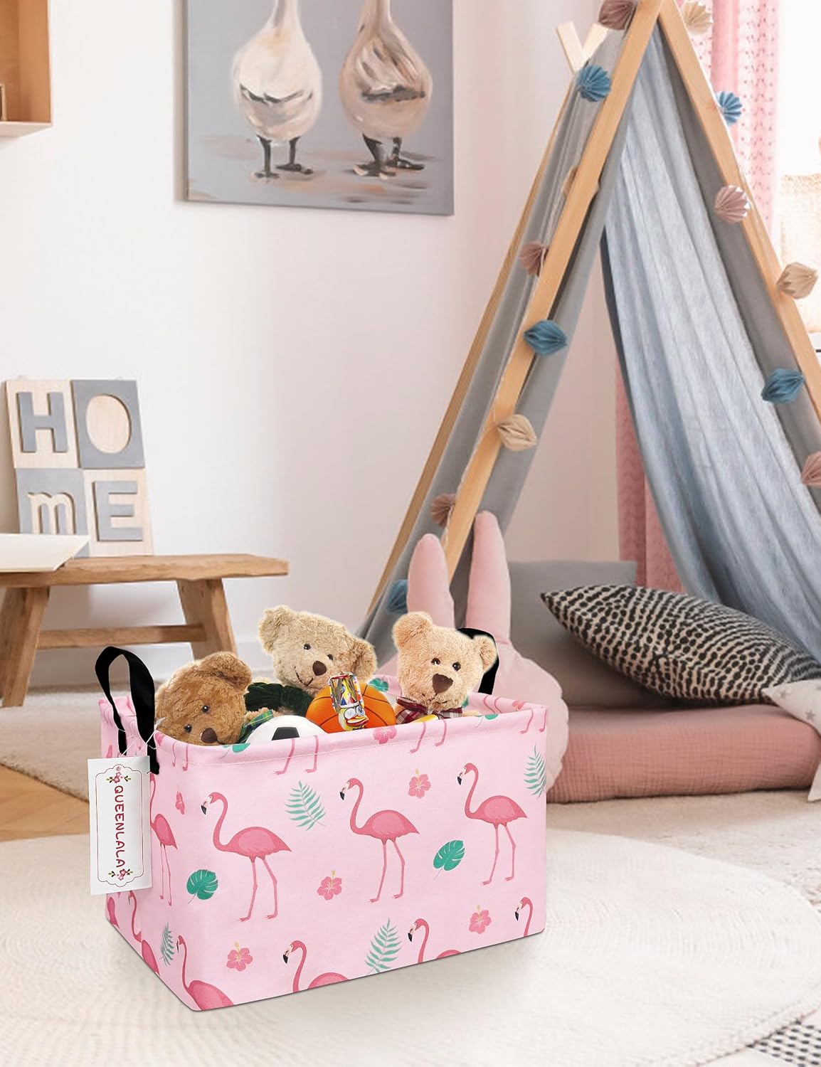 Rectangular Collapsible Laundry Basket with Side Handles, Toys