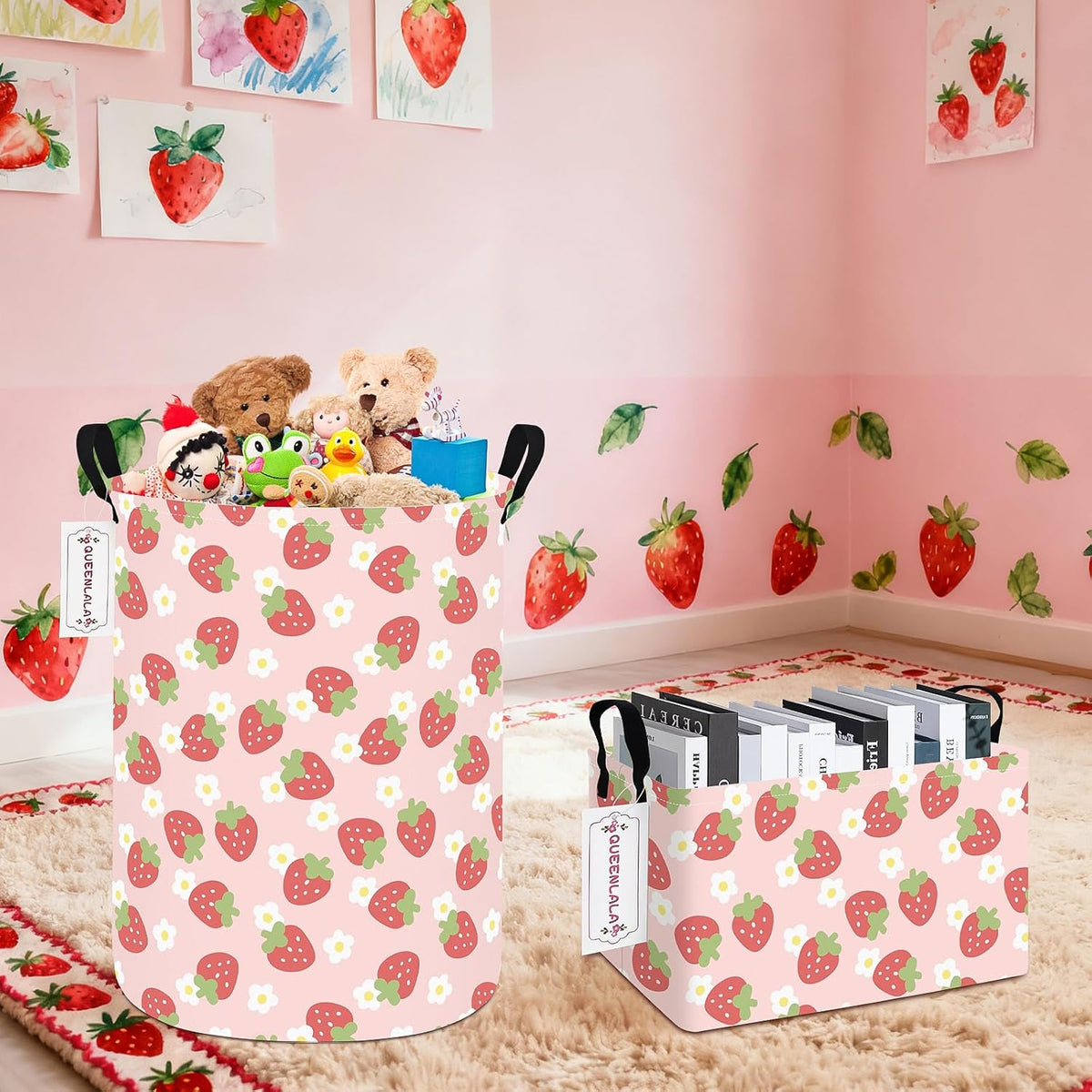 Rectangular Collapsible Laundry Basket with Side Handles, Toys