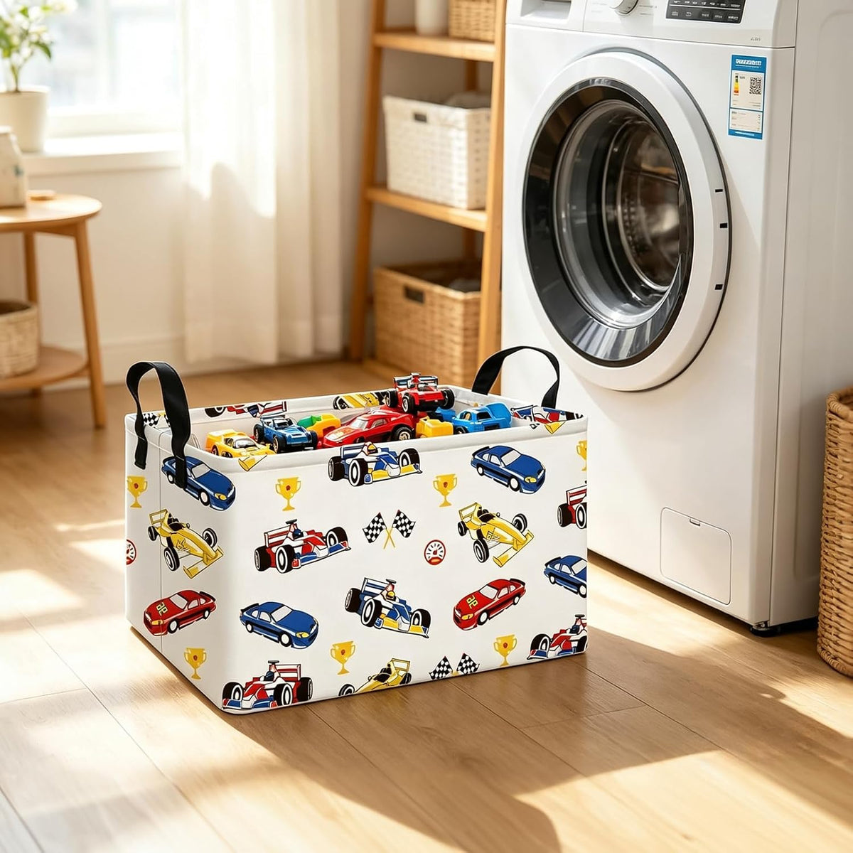 Rectangular Collapsible Laundry Basket with Side Handles, Toys