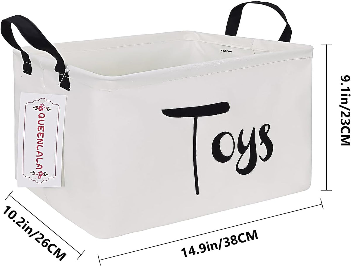 Rectangular Collapsible Laundry Basket with Side Handles, Toys