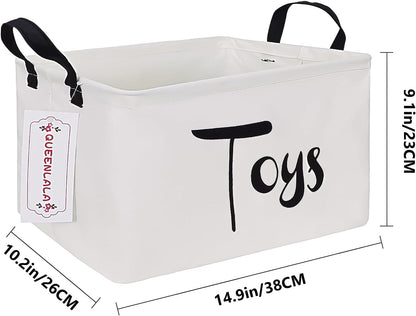 Rectangular Collapsible Laundry Basket with Side Handles, Toys
