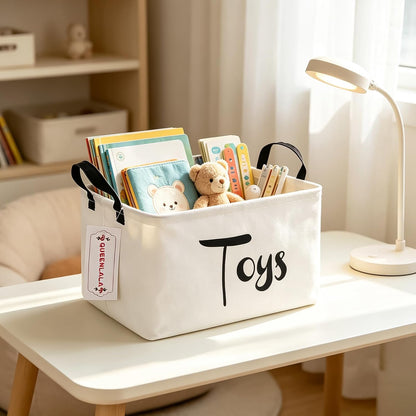 Rectangular Collapsible Laundry Basket with Side Handles, Toys