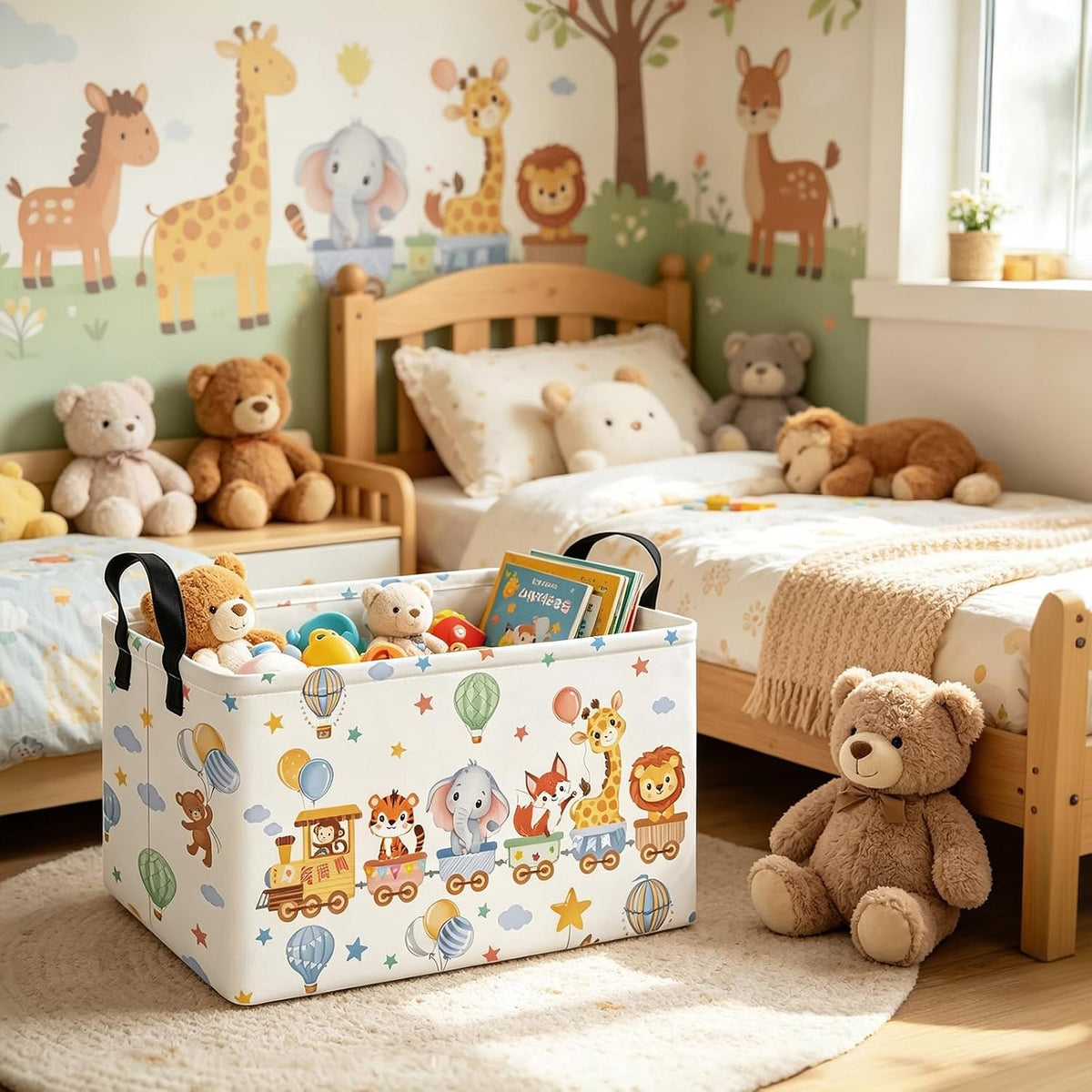 Rectangular Collapsible Laundry Basket with Side Handles, Toys