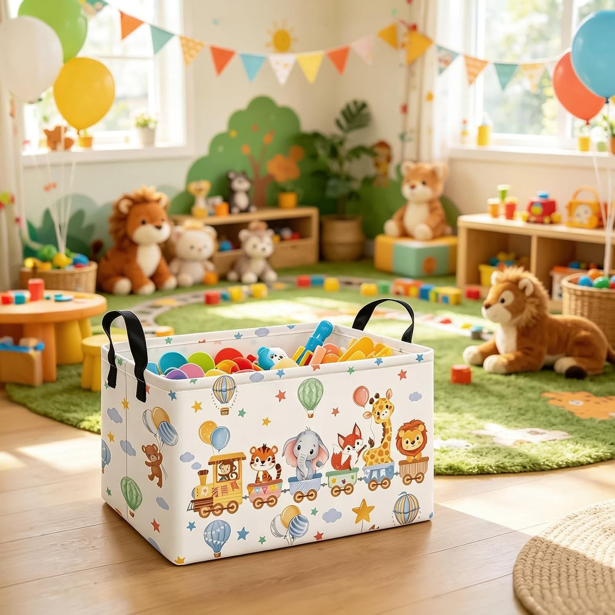 Rectangular Collapsible Laundry Basket with Side Handles, Toys