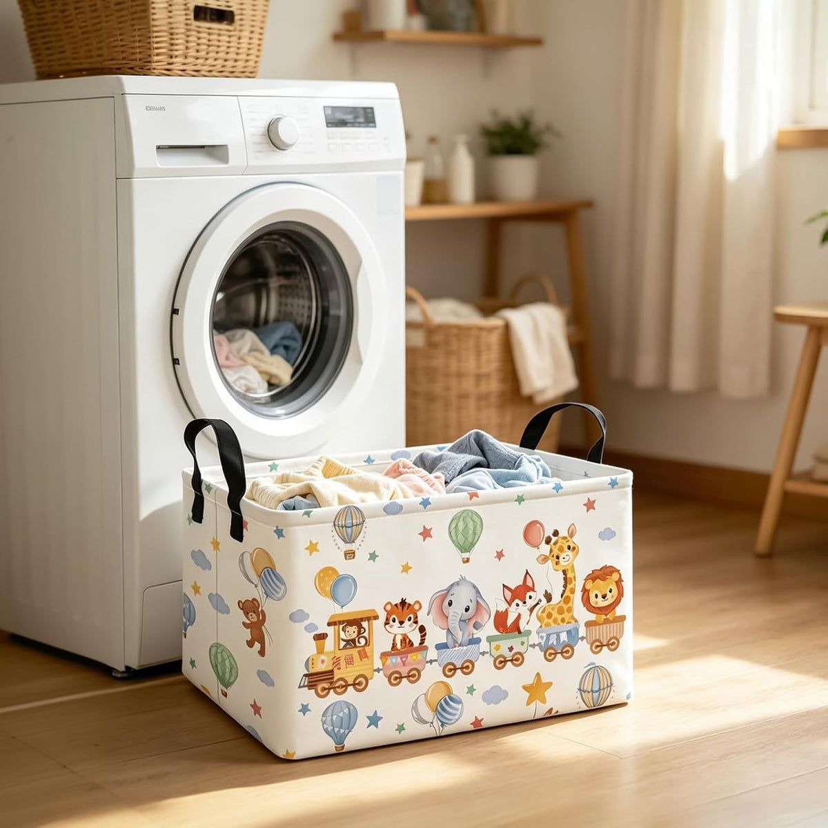 Rectangular Collapsible Laundry Basket with Side Handles, Toys