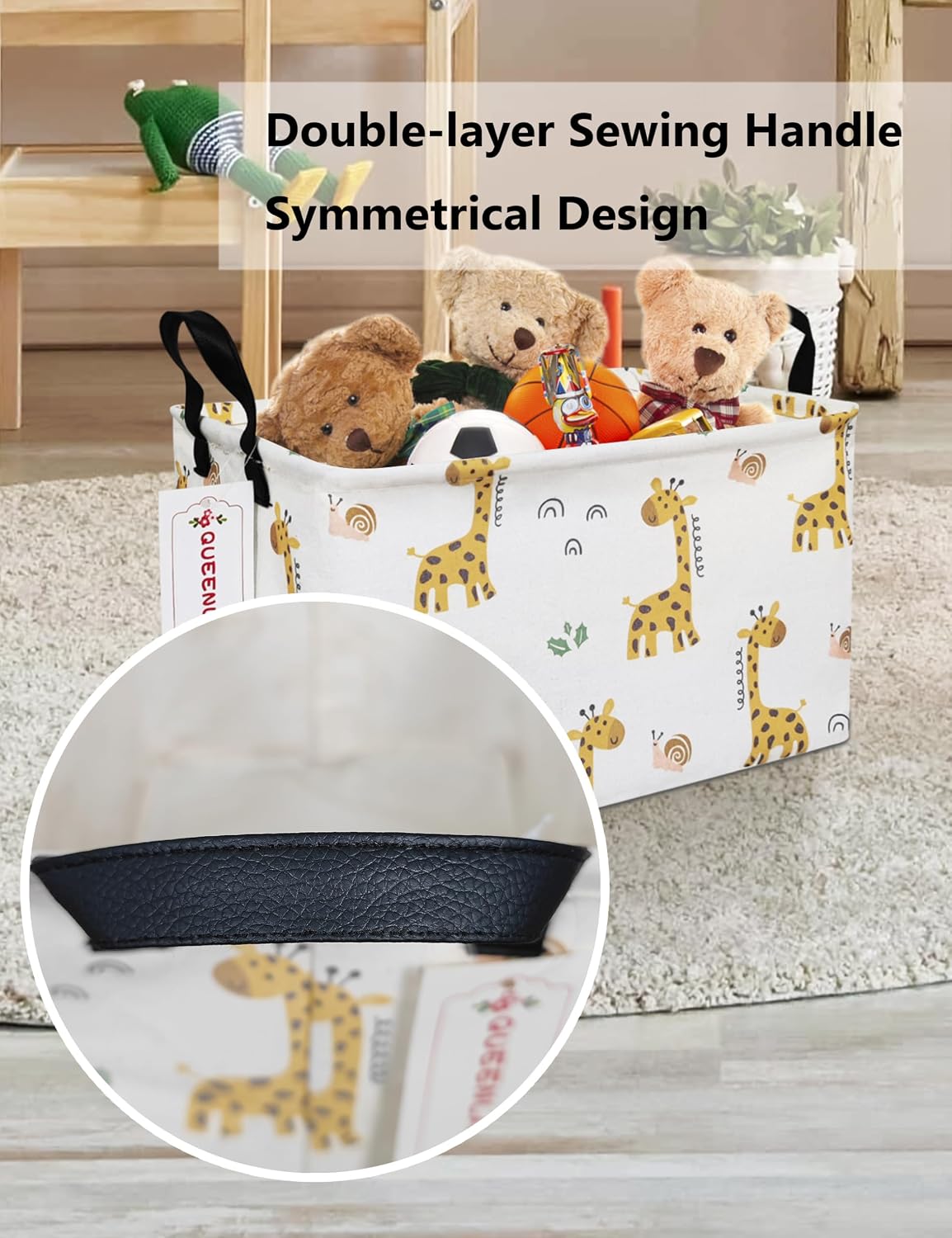 Rectangular Collapsible Laundry Basket with Side Handles, Toys