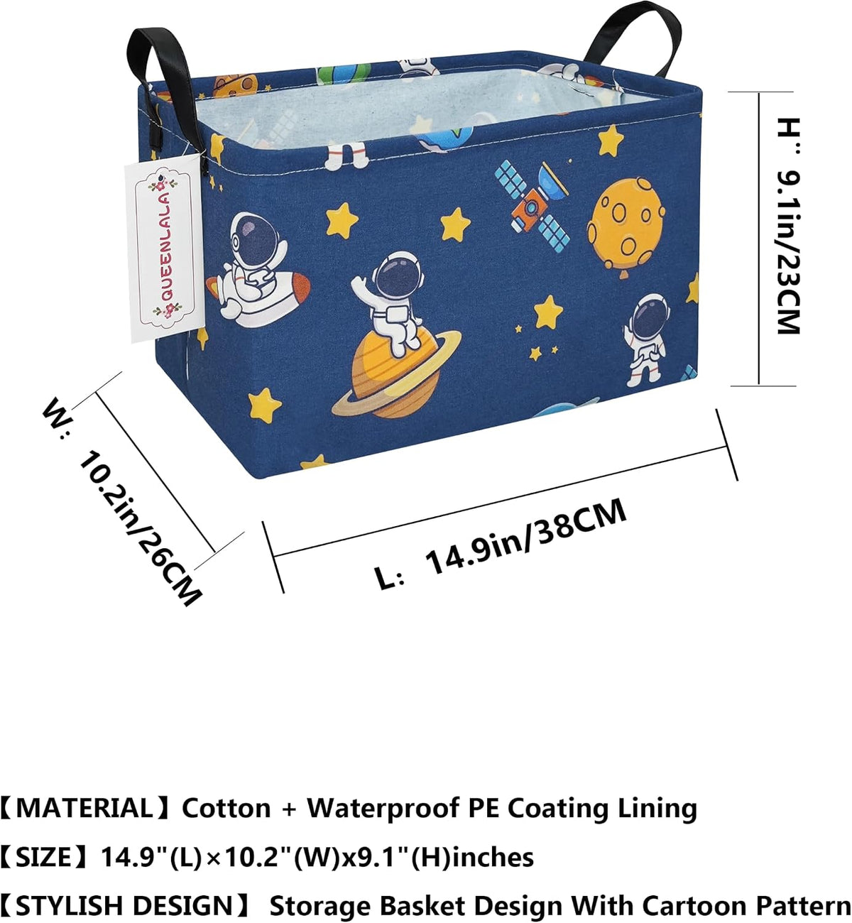 Rectangular Collapsible Laundry Basket with Side Handles, Toys