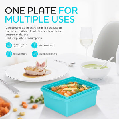 2 Cup Silicone Freezer Trays with Lids, Silicone Soup Freezer Molds - Leakproof, BPA-Free, Stackable, Microwave & Dishwasher Safe, Perfect for Soups, Sauces, Meal Prep, and Baked Goods - 4 Pack
