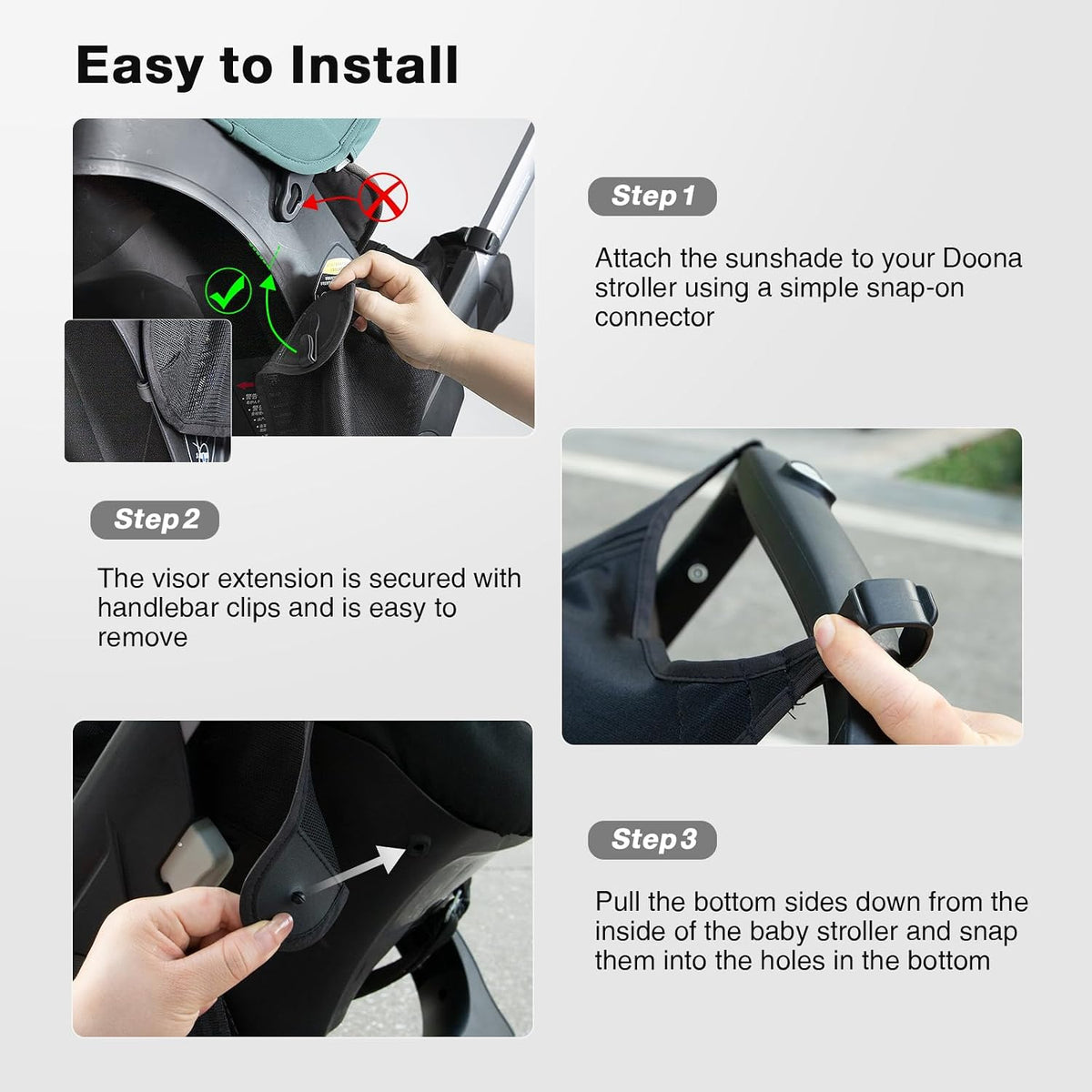 Stroller Sun Shade, Functional Sun Protection Extension Compatible with Doona car seat Stroller, 360 Sun Shade Baby Car seat UV Protection Sun Cover for Baby Pushchairs Strollers Accessories