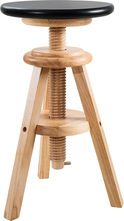 Swivel Solid Wood Adjustable Bar Stool, Natural