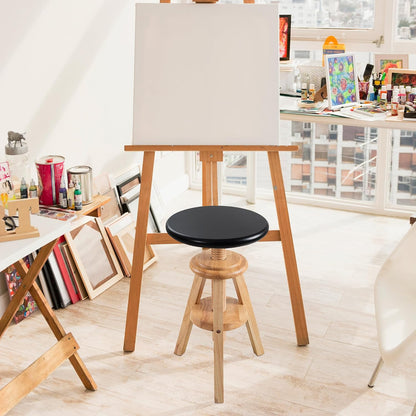 Swivel Solid Wood Adjustable Bar Stool, Natural