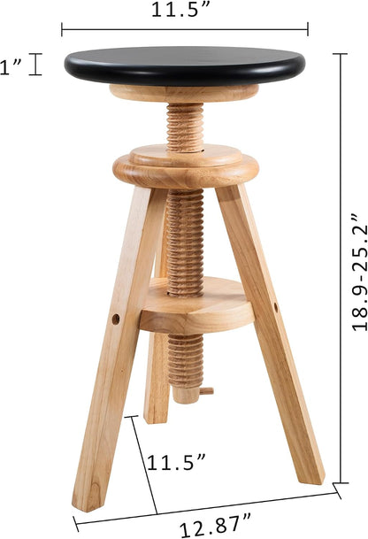 Swivel Solid Wood Adjustable Bar Stool, Natural