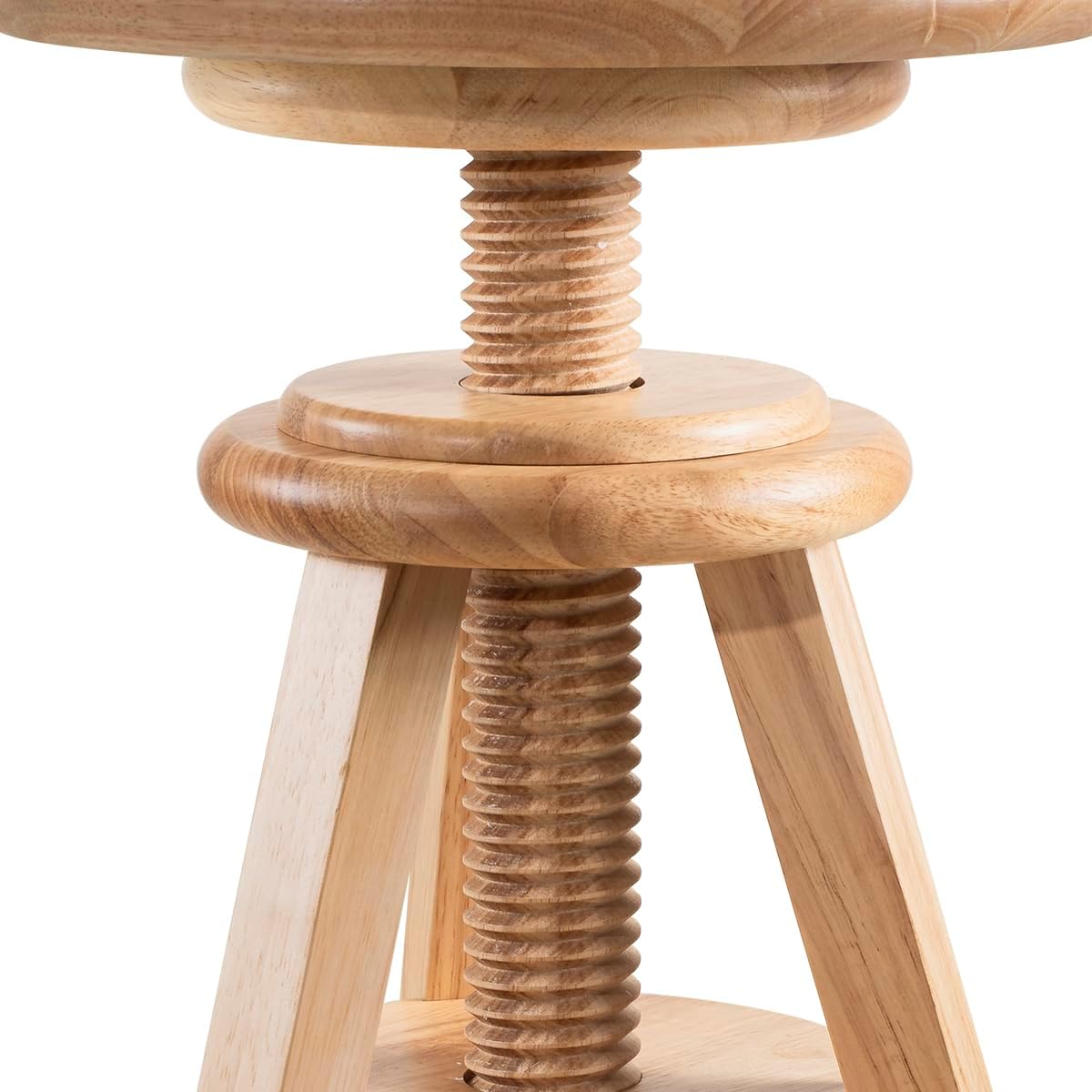 Swivel Solid Wood Adjustable Bar Stool, Natural