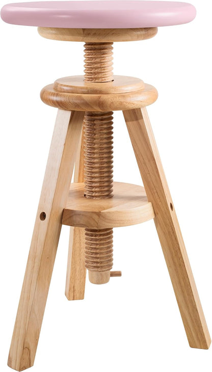 Swivel Solid Wood Adjustable Bar Stool, Natural