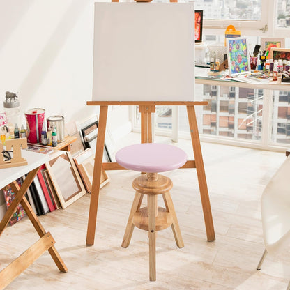 Swivel Solid Wood Adjustable Bar Stool, Natural