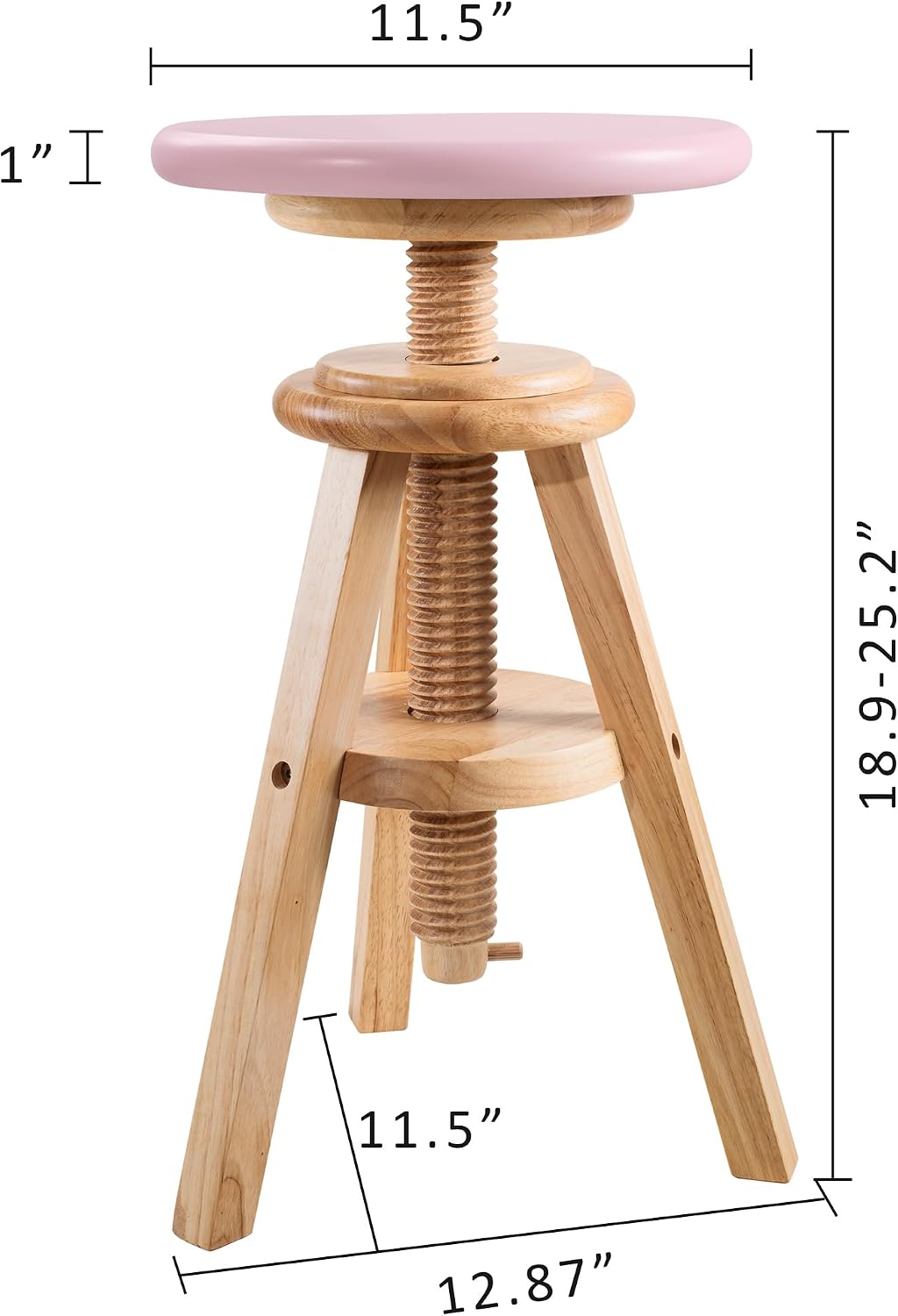 Swivel Solid Wood Adjustable Bar Stool, Natural