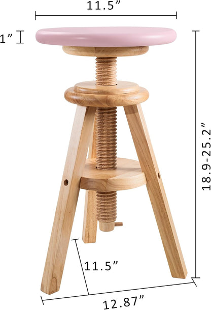 Swivel Solid Wood Adjustable Bar Stool, Natural
