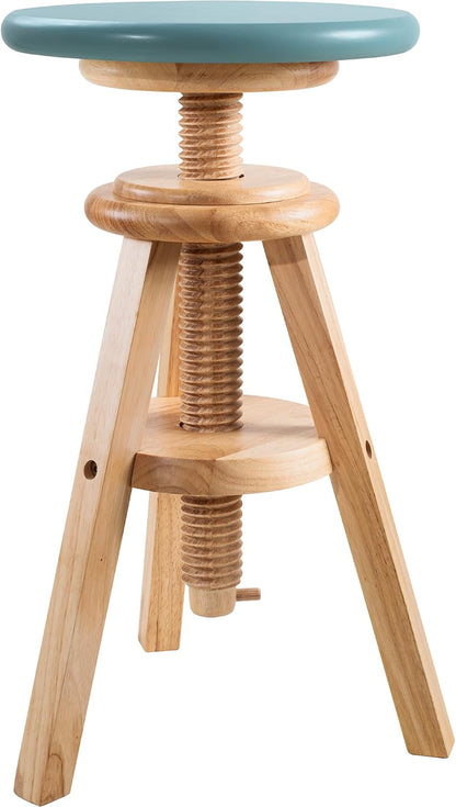 Swivel Solid Wood Adjustable Bar Stool, Natural
