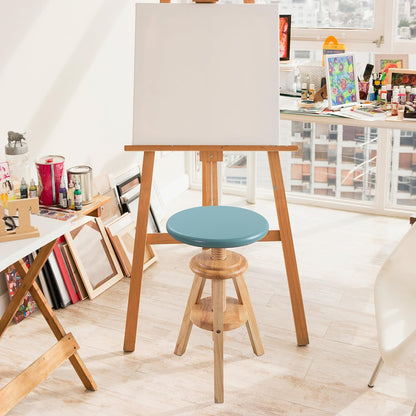 Swivel Solid Wood Adjustable Bar Stool, Natural
