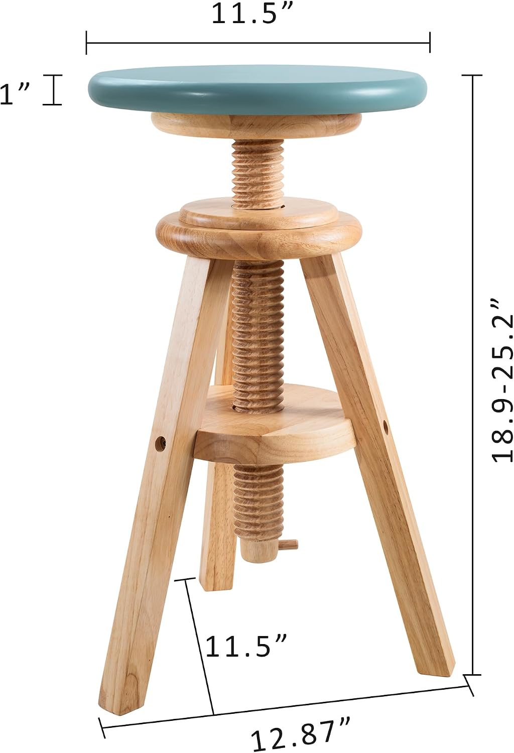 Swivel Solid Wood Adjustable Bar Stool, Natural